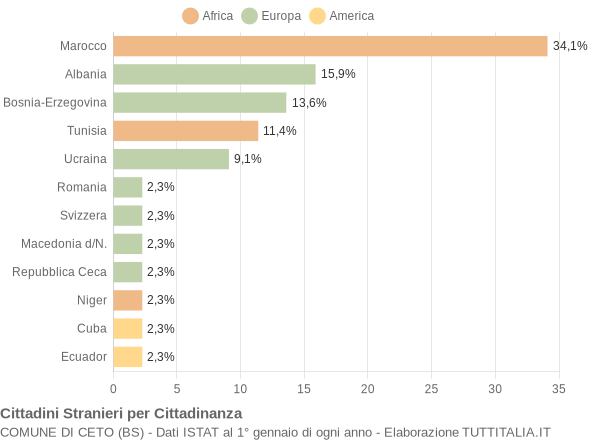 Grafico cittadinanza stranieri - Ceto 2004