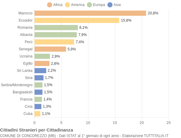 Grafico cittadinanza stranieri - Concorezzo 2007