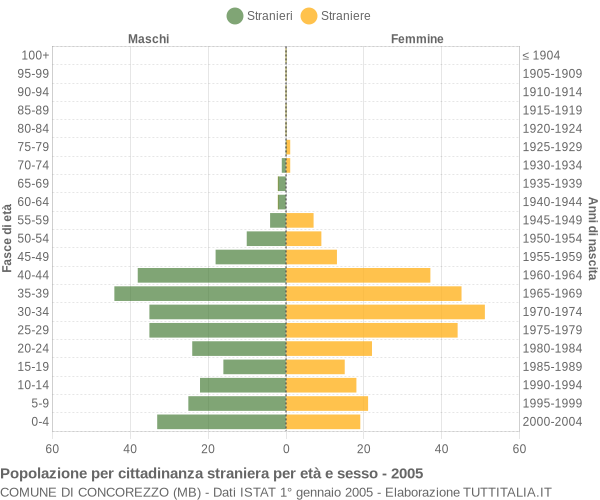 Grafico cittadini stranieri - Concorezzo 2005