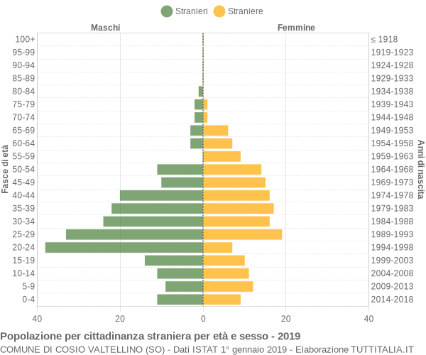 Grafico cittadini stranieri - Cosio Valtellino 2019