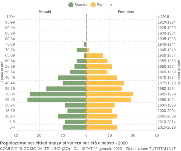 Grafico cittadini stranieri - Cosio Valtellino 2020