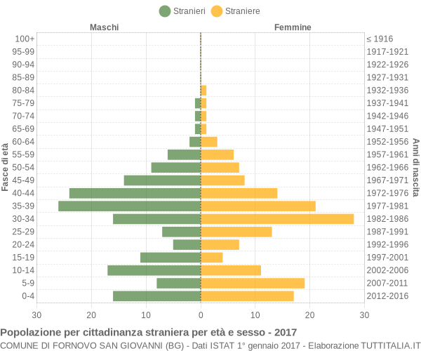 Grafico cittadini stranieri - Fornovo San Giovanni 2017