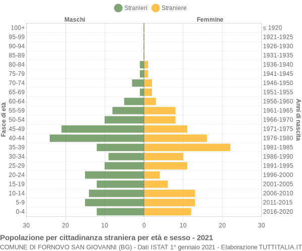 Grafico cittadini stranieri - Fornovo San Giovanni 2021