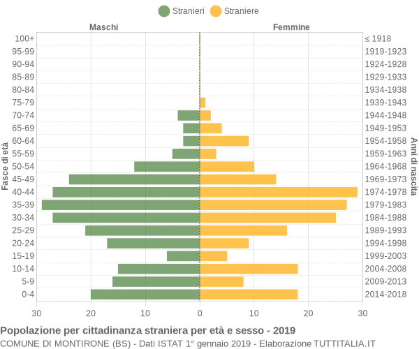 Grafico cittadini stranieri - Montirone 2019