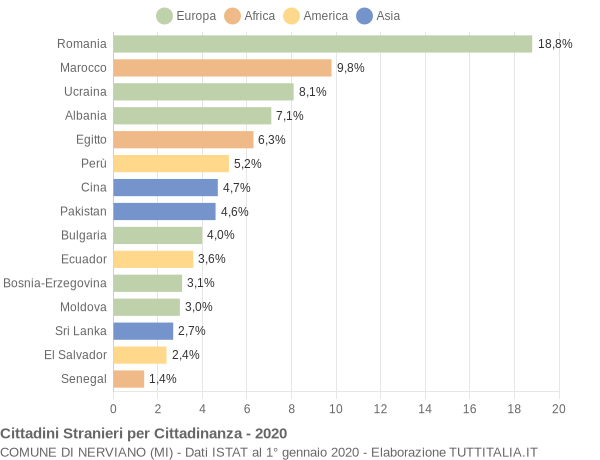 Grafico cittadinanza stranieri - Nerviano 2020