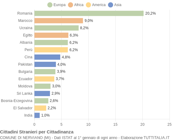 Grafico cittadinanza stranieri - Nerviano 2022