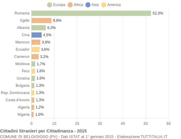 Grafico cittadinanza stranieri - Belgioioso 2015