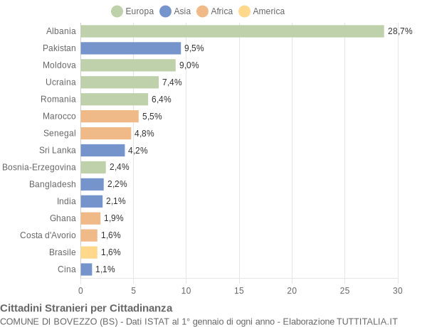 Grafico cittadinanza stranieri - Bovezzo 2013