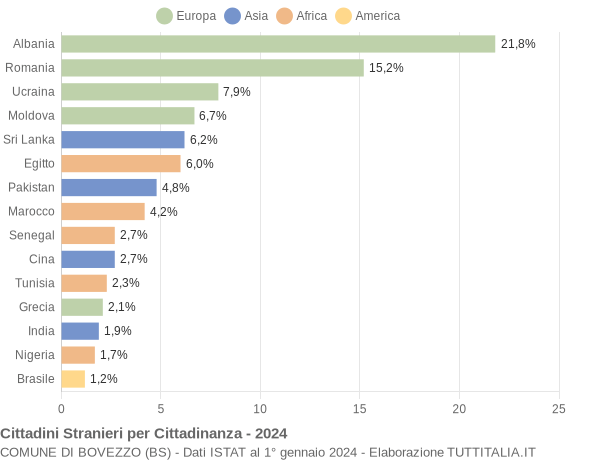 Grafico cittadinanza stranieri - Bovezzo 2024