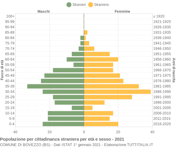 Grafico cittadini stranieri - Bovezzo 2021