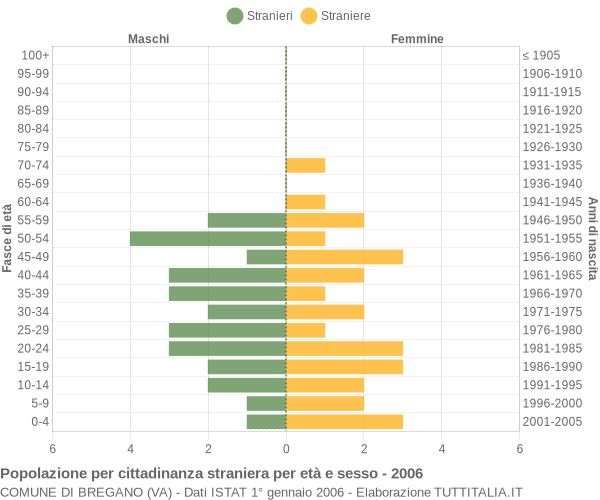Grafico cittadini stranieri - Bregano 2006