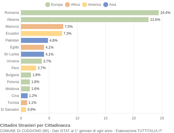 Grafico cittadinanza stranieri - Cuggiono 2009