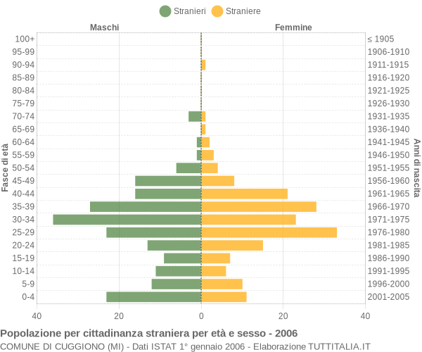 Grafico cittadini stranieri - Cuggiono 2006