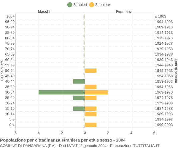 Grafico cittadini stranieri - Pancarana 2004