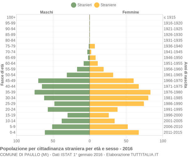 Grafico cittadini stranieri - Paullo 2016