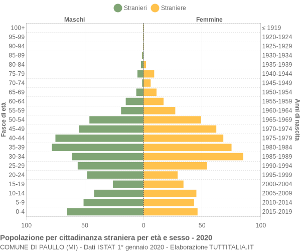 Grafico cittadini stranieri - Paullo 2020