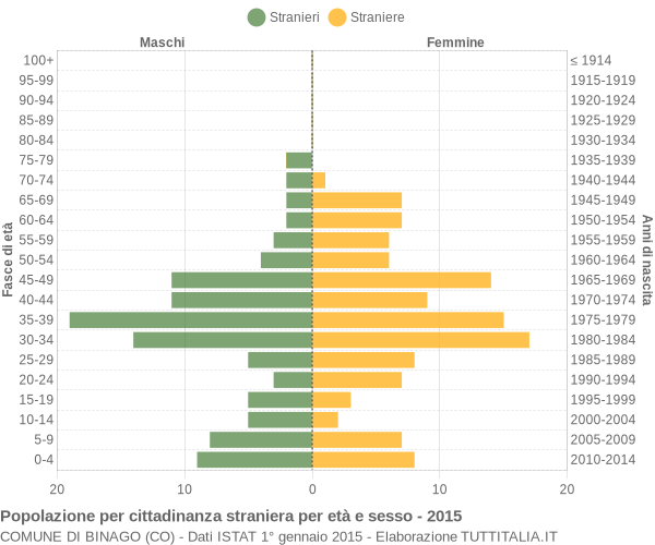 Grafico cittadini stranieri - Binago 2015