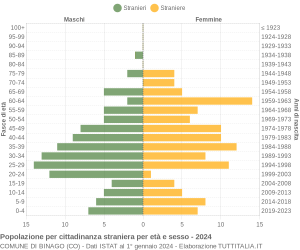 Grafico cittadini stranieri - Binago 2024