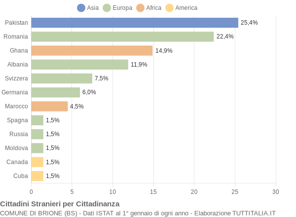 Grafico cittadinanza stranieri - Brione 2010