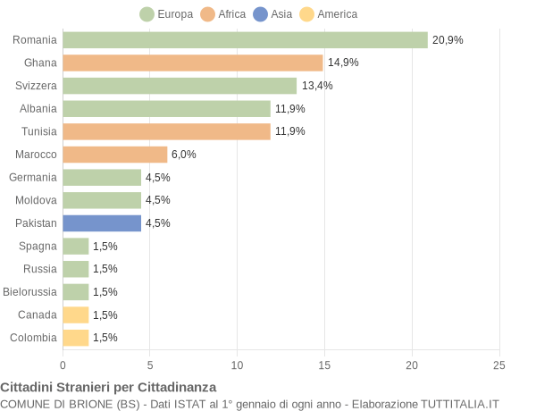 Grafico cittadinanza stranieri - Brione 2015