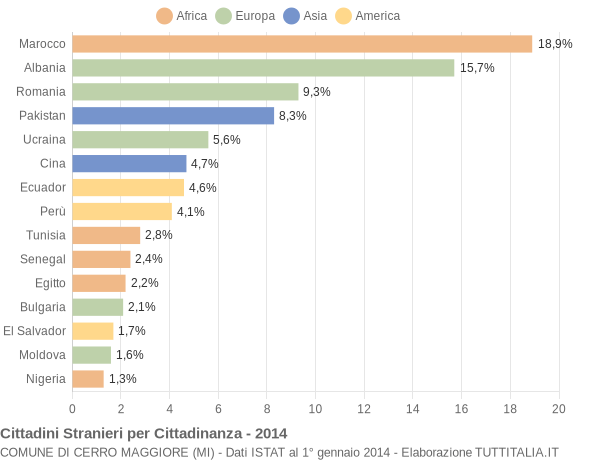 Grafico cittadinanza stranieri - Cerro Maggiore 2014