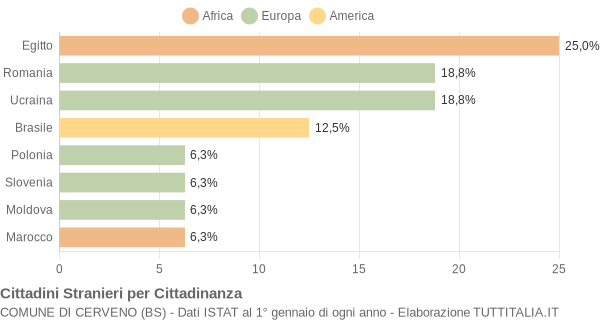 Grafico cittadinanza stranieri - Cerveno 2011