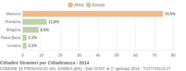 Grafico cittadinanza stranieri - Provaglio Val Sabbia 2014