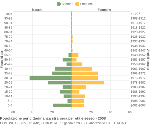 Grafico cittadini stranieri - Sovico 2008