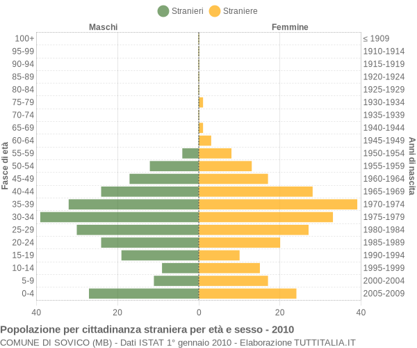 Grafico cittadini stranieri - Sovico 2010
