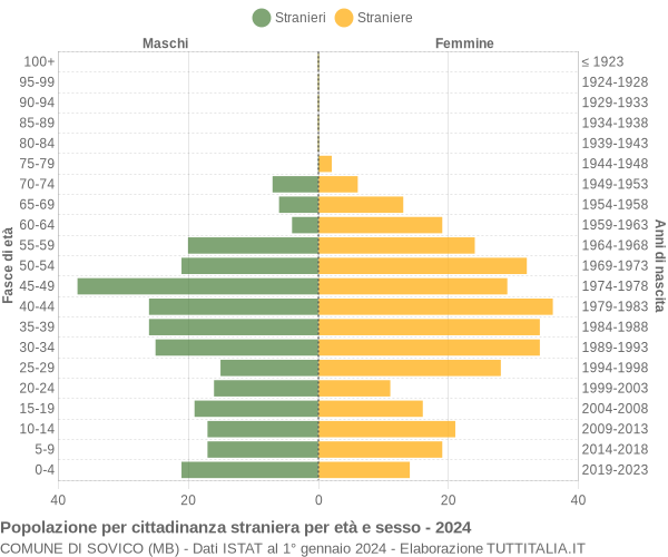 Grafico cittadini stranieri - Sovico 2024