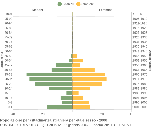 Grafico cittadini stranieri - Treviolo 2006