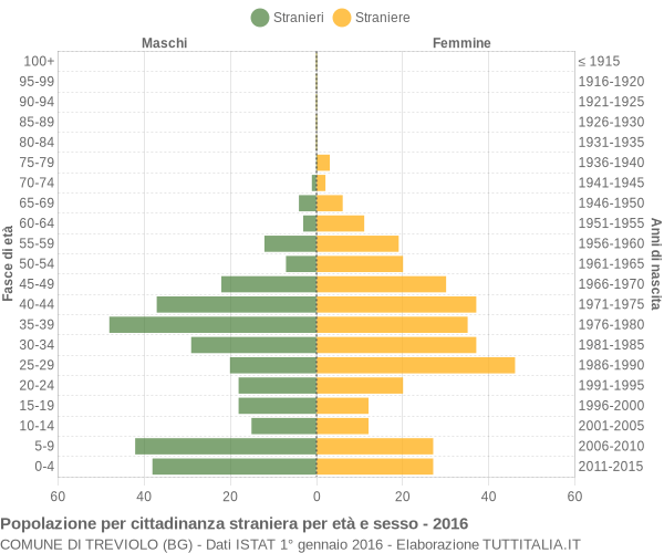 Grafico cittadini stranieri - Treviolo 2016