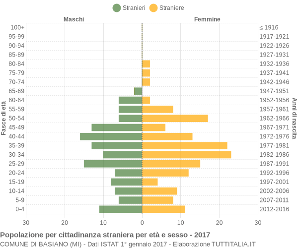 Grafico cittadini stranieri - Basiano 2017