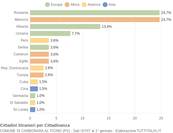 Grafico cittadinanza stranieri - Carbonara al Ticino 2013