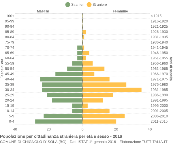 Grafico cittadini stranieri - Chignolo d'Isola 2016