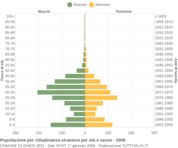 Grafico cittadini stranieri - Ghedi 2006