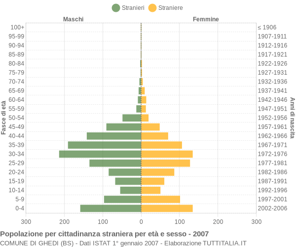 Grafico cittadini stranieri - Ghedi 2007