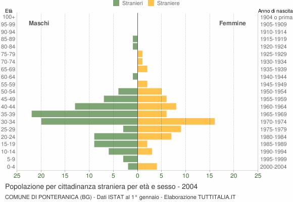 Grafico cittadini stranieri - Ponteranica 2004
