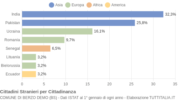 Grafico cittadinanza stranieri - Berzo Demo 2007