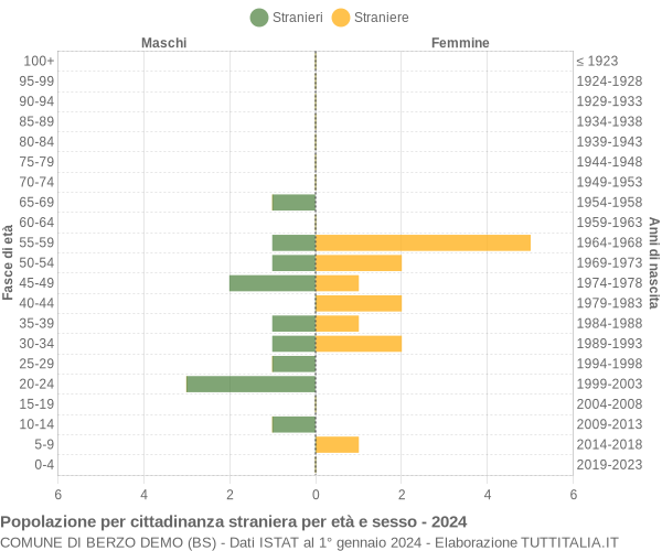 Grafico cittadini stranieri - Berzo Demo 2024