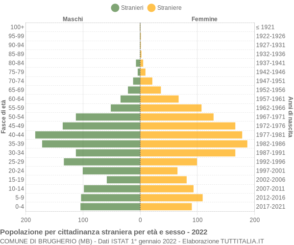 Grafico cittadini stranieri - Brugherio 2022