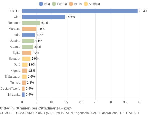 Grafico cittadinanza stranieri - Castano Primo 2024