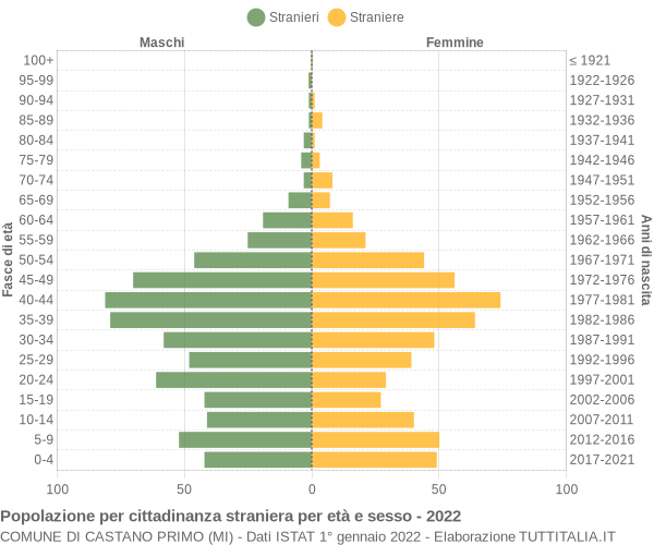 Grafico cittadini stranieri - Castano Primo 2022