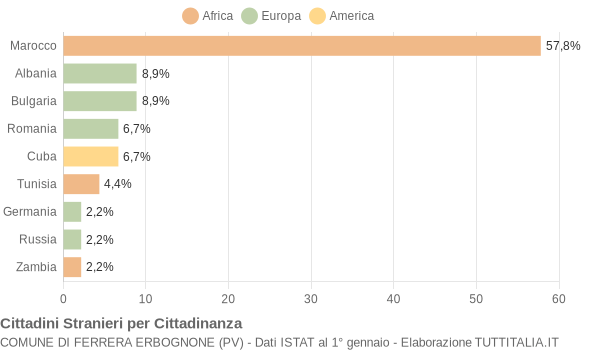 Grafico cittadinanza stranieri - Ferrera Erbognone 2005