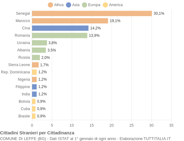 Grafico cittadinanza stranieri - Leffe 2012