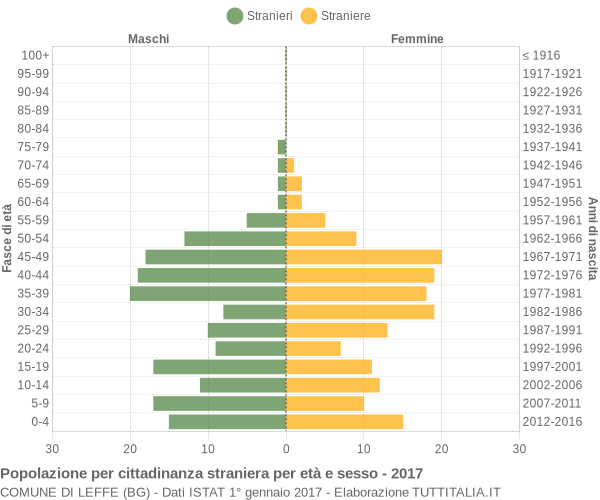 Grafico cittadini stranieri - Leffe 2017