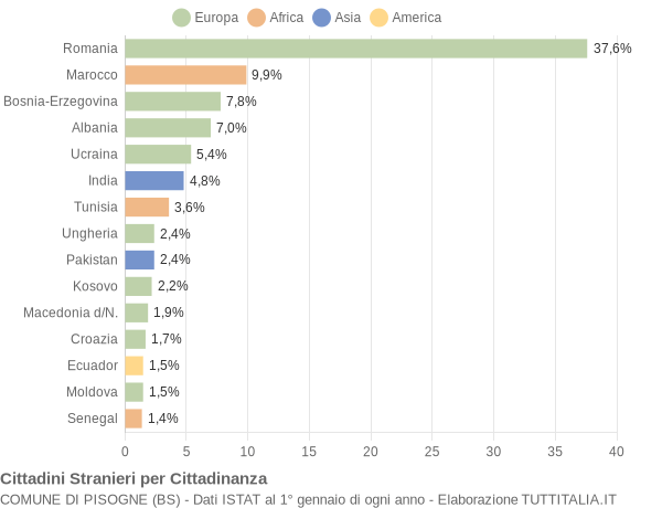 Grafico cittadinanza stranieri - Pisogne 2013