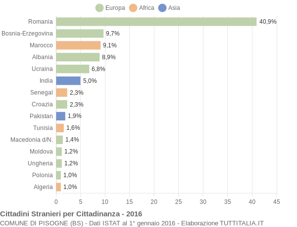 Grafico cittadinanza stranieri - Pisogne 2016