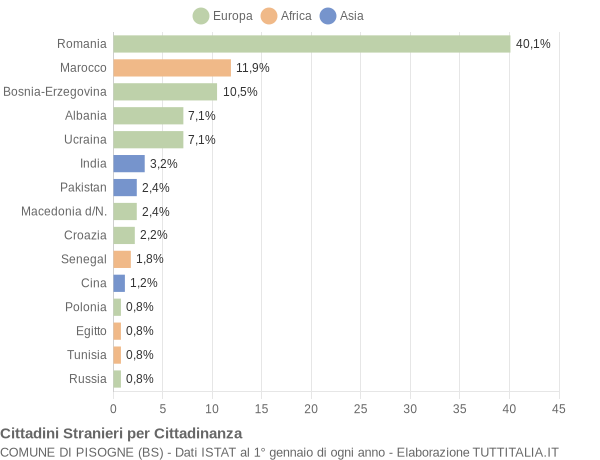 Grafico cittadinanza stranieri - Pisogne 2019