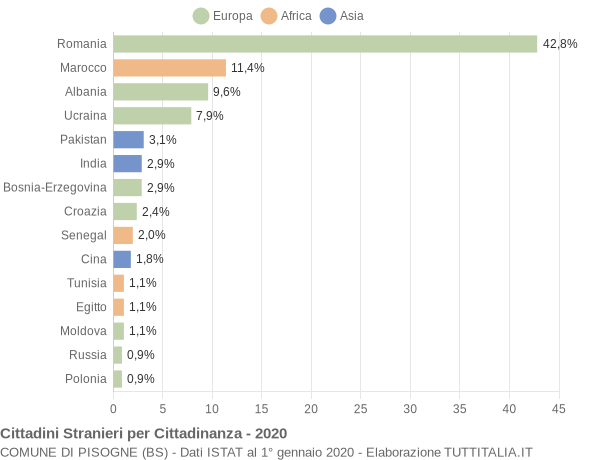 Grafico cittadinanza stranieri - Pisogne 2020